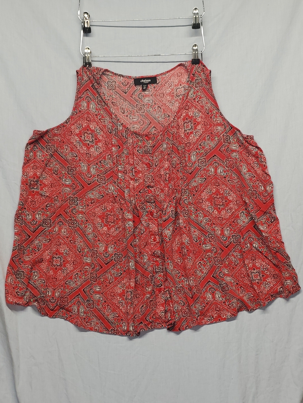 Chelsea & Violet Coral Paisley Tank with Scoop Neck #145